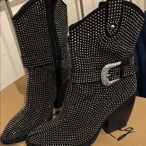 Studded Black Women's Boots